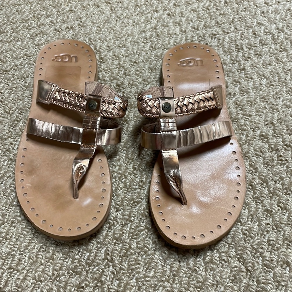 UGG gold metallic sandals size 5